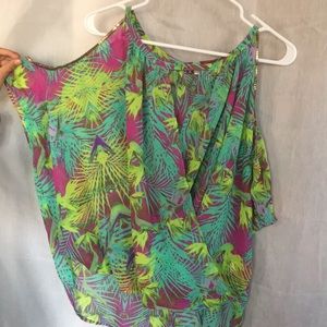 Jennifer Lopez off shoulder sheer blouse